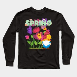 Flower Power Gnome: Celebrating Spring in Style Long Sleeve T-Shirt